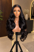 24-inch black Body Wave Vietnamese hair wig front view