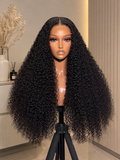 32-inch black Jerry Curl frontal wig front view